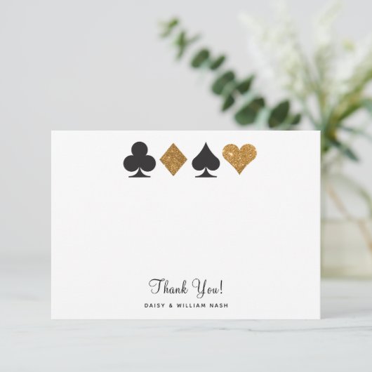Vegas Imitats Gold Glitzer Flat Danke Karte (Stehend Vorderseite)