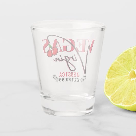 Vegas-Jungfrau | Rotkreuz-Vegas-1-Timer Schnapsglas (Rückseite)