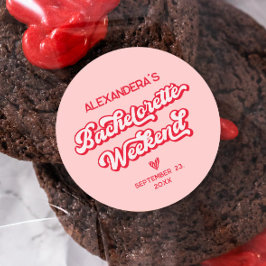 Vegas Junggeselinnen-Abschied Rot und Rosa Runder Aufkleber