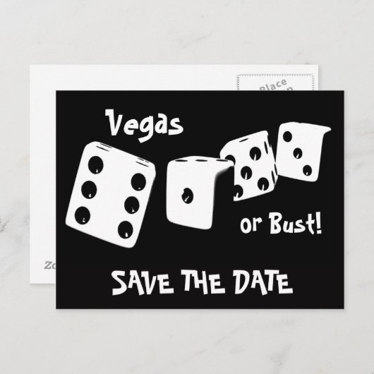 Vegas oder Bust Save the Date Postkarte (Vorne/Hinten)