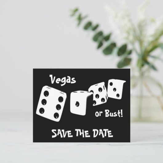 Vegas oder Bust Save the Date Postkarte (Stehend Vorderseite)