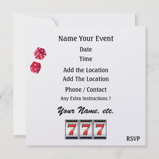 Vegas Party - Casino / Poker - SRF Einladung (Rückseite)