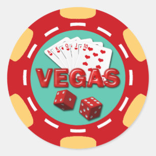 VEGAS POKER CHIP RUNDER AUFKLEBER