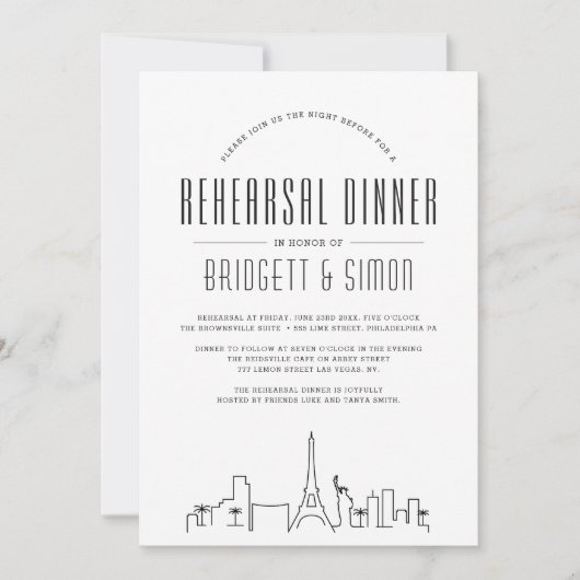 Vegas Probe Dinner | Einladung von City Skyline (Vorderseite)