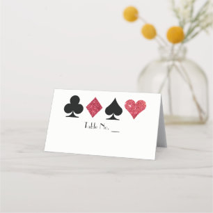 Vegas Red Imitats Glitzer Platzkarte mit Tabellenn
