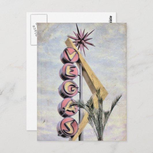 Vegas Retro Nevada Las Vegas Zeichen Postkarte (Vorne/Hinten)