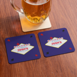 Vegas-Schild Midnightblau Personalisiert Rechteckiger Pappuntersetzer