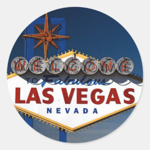 Vegas Sign Dusk Runder Aufkleber