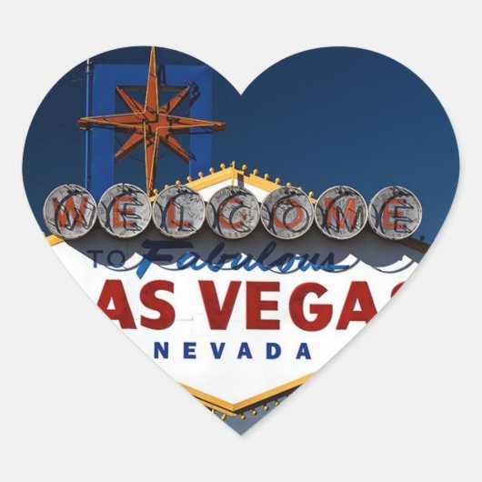 Vegas Sign Dusk Wedding Hearts Herz-Aufkleber (Vorderseite)