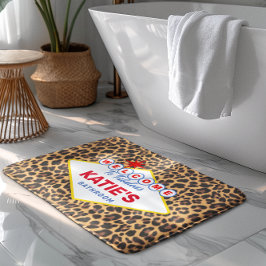 Vegas Sign Personalisiert Leopard Print Badematte