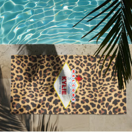 Vegas Sign Personalisiert Leopard Print Strandtuch