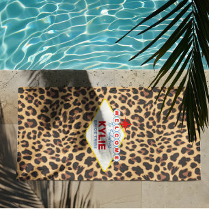 Vegas Sign Personalisiert Leopard Print Strandtuch