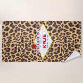 Vegas Sign Personalisiert Leopard Print Strandtuch (Vorderseite)