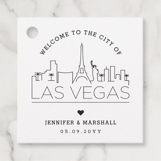 Vegas Skyline | Hochzeit Begrüßung Geschenkanhänger (Vorderseite)