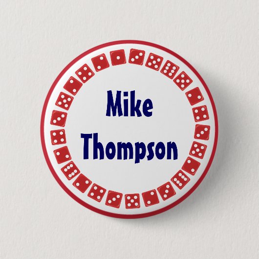 Vegas-Spiel-Nachtwürfel-Namensschild Button (Vorderseite)