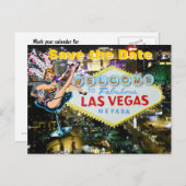 Vegas Strip Wedding Save the Date Showgirl Ankündigungspostkarte (Vorne/Hinten)