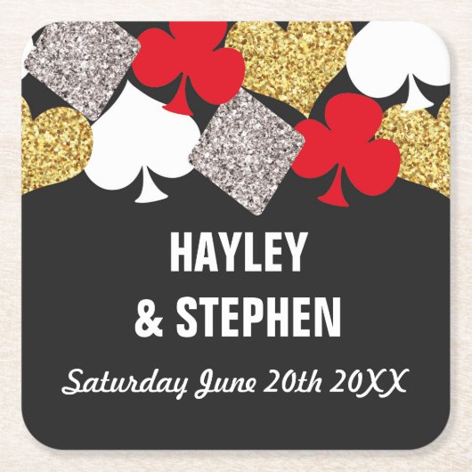 Vegas-Untersetzer, die Party-Kasino-Glitzer Rechteckiger Pappuntersetzer (Vorderseite)