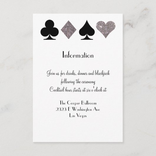 Vegas Wedding Black and Silver Extra Info Card Begleitkarte (Vorderseite)