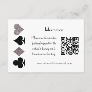 Vegas Wedding Black and Silver QR Code Information Begleitkarte