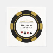 Vegas Wedding Black Gold Poker Chip Serviette (Vorderseite)