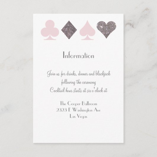 Vegas Wedding Blush Pink Silver Extra Info Card Begleitkarte (Vorderseite)
