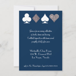 Vegas Wedding Celebration Navy Silver Imitats Glit Einladung