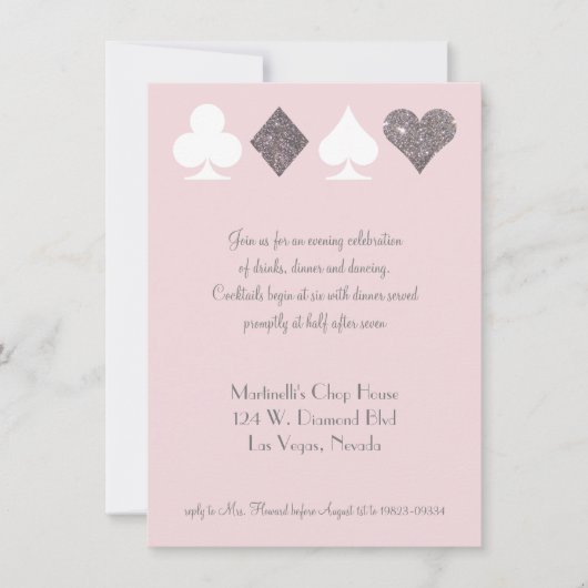 Vegas Wedding Celebration Pink Silver Imitats Glit Einladung (Vorderseite)