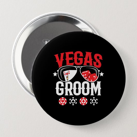 Vegas Wedding - Groom - Vegas Bachelor Party Squad Button (Vorne & Hinten)