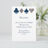 Vegas Wedding Navy Blue Silver Extra Info Card Einladung (Stehend Vorderseite)