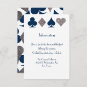 Vegas Wedding Navy Blue Silver Extra Info Card Einladung (Vorne/Hinten)