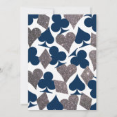 Vegas Wedding Navy Blue Silver Imitats Glitzer Einladung (Rückseite)