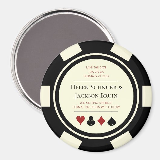 Vegas Wedding speichert das Datum Poker Chip Black Magnet (Vorderseite/Rückseite)