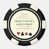 Vegas Wedding speichert das Datum Poker Chip Black Magnet (Vorne)