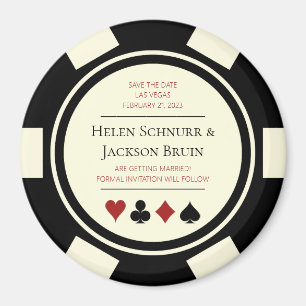 Vegas Wedding speichert das Datum Poker Chip Black Magnet