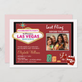 Vegas Weekend Junggeselinnen-Abschied Invite (Crim Einladung (Vorne/Hinten)
