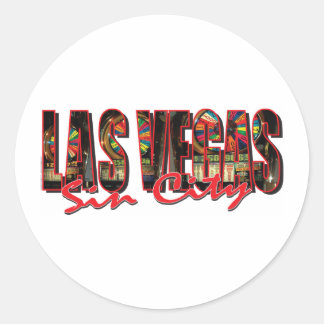 VEGAS-WORD-and-Sin-City Runder Aufkleber