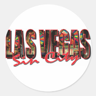 VEGAS-WORD-and-Sin-City Runder Aufkleber