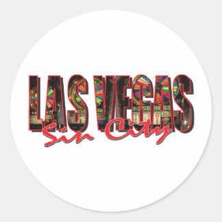 VEGAS WORT und Sin City Runder Aufkleber