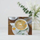 Vegetabla-Suppe mit saurer Creme Postkarte (Stehend Vorderseite)