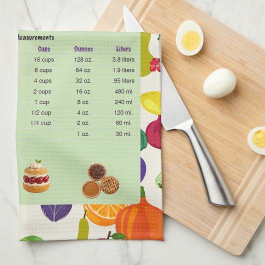 Vegetable Baking Measurement Conversion Chart Geschirrtuch (Viertel Falte)
