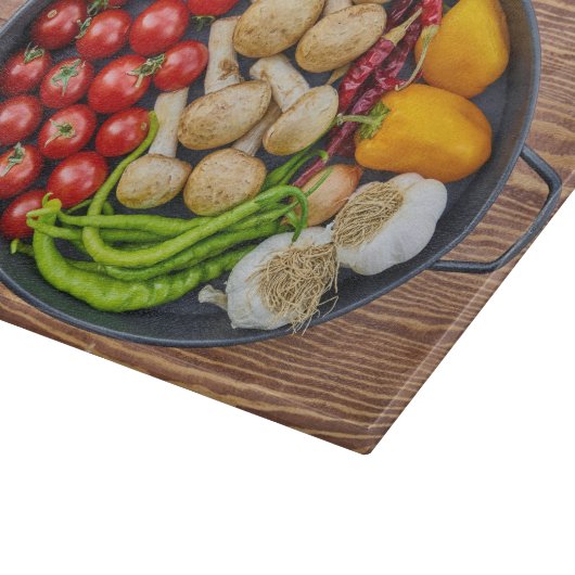 Vegetable Casserole Dish Graphic with Wood Effect Schneidebrett (Ecke)