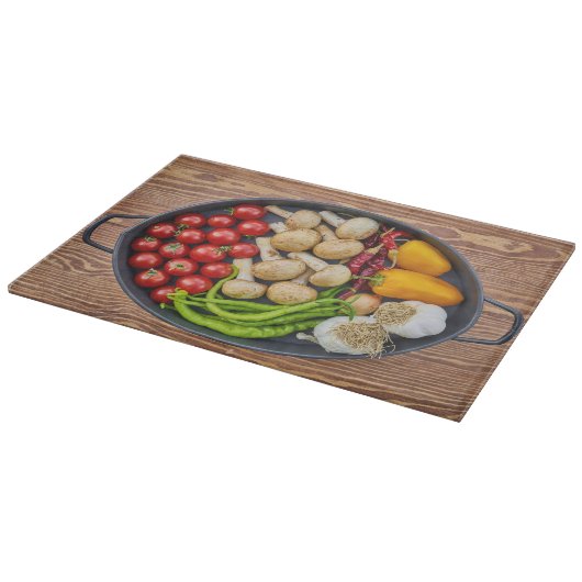 Vegetable Casserole Dish Graphic with Wood Effect Schneidebrett (Ecke)
