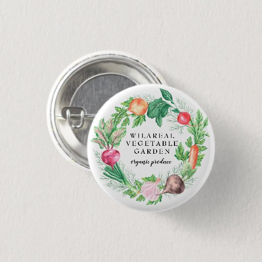 Vegetable garden organic farm monogram button (Vorne & Hinten)