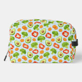 Vegetable Pattern on Blue Gingham Waschbeutel (Rückseite)