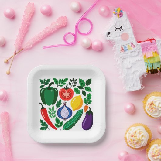 Vegetable pattern pappteller (Party)