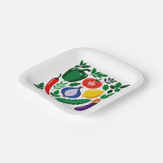 Vegetable pattern pappteller (Gewinkelt)