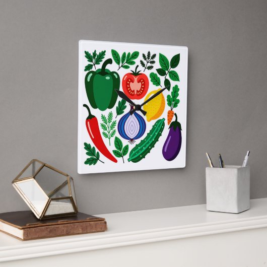 Vegetable pattern quadratische wanduhr (Büro)