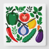 Vegetable pattern quadratische wanduhr (Vorderseite)