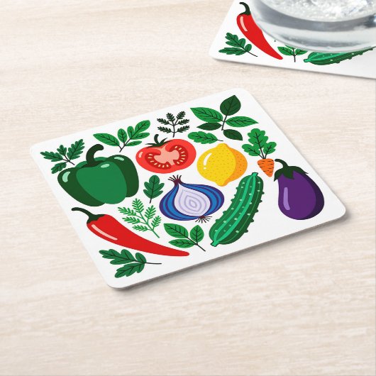 Vegetable pattern rechteckiger pappuntersetzer (angewinkelt)