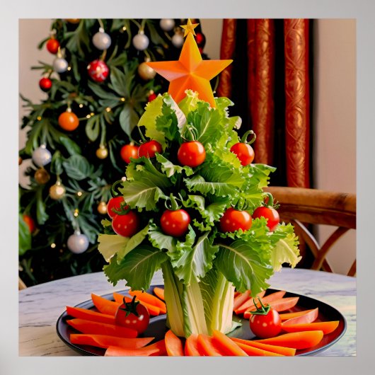 Vegetables Christmas Tree, Lettuce Leaves & Cherry Poster (Vorne)
